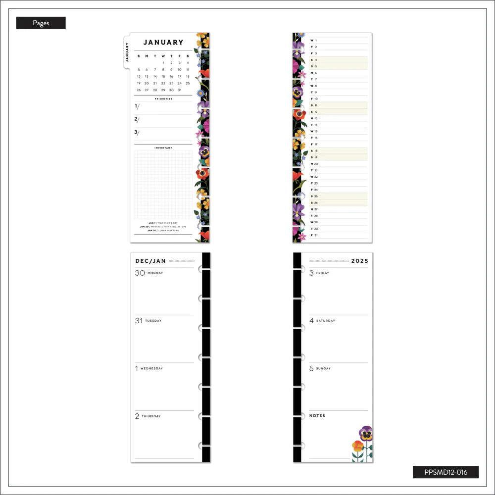 2025 Radiant Garden Happy Planner – Skinny Mini Horizontal Layout – 12 Months