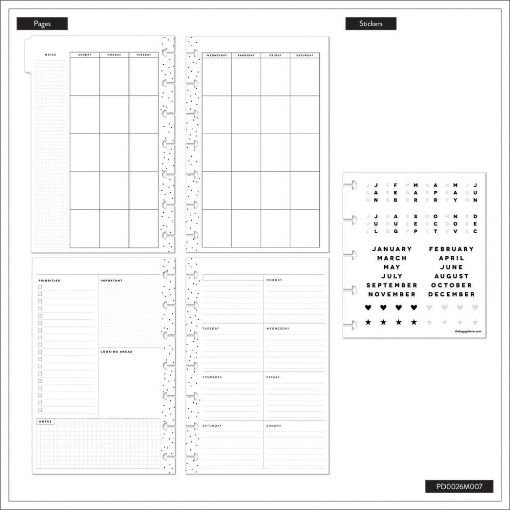 Undated Sweet & Simple Customisable Planner – Mini Dashboard Layout – 12 Months