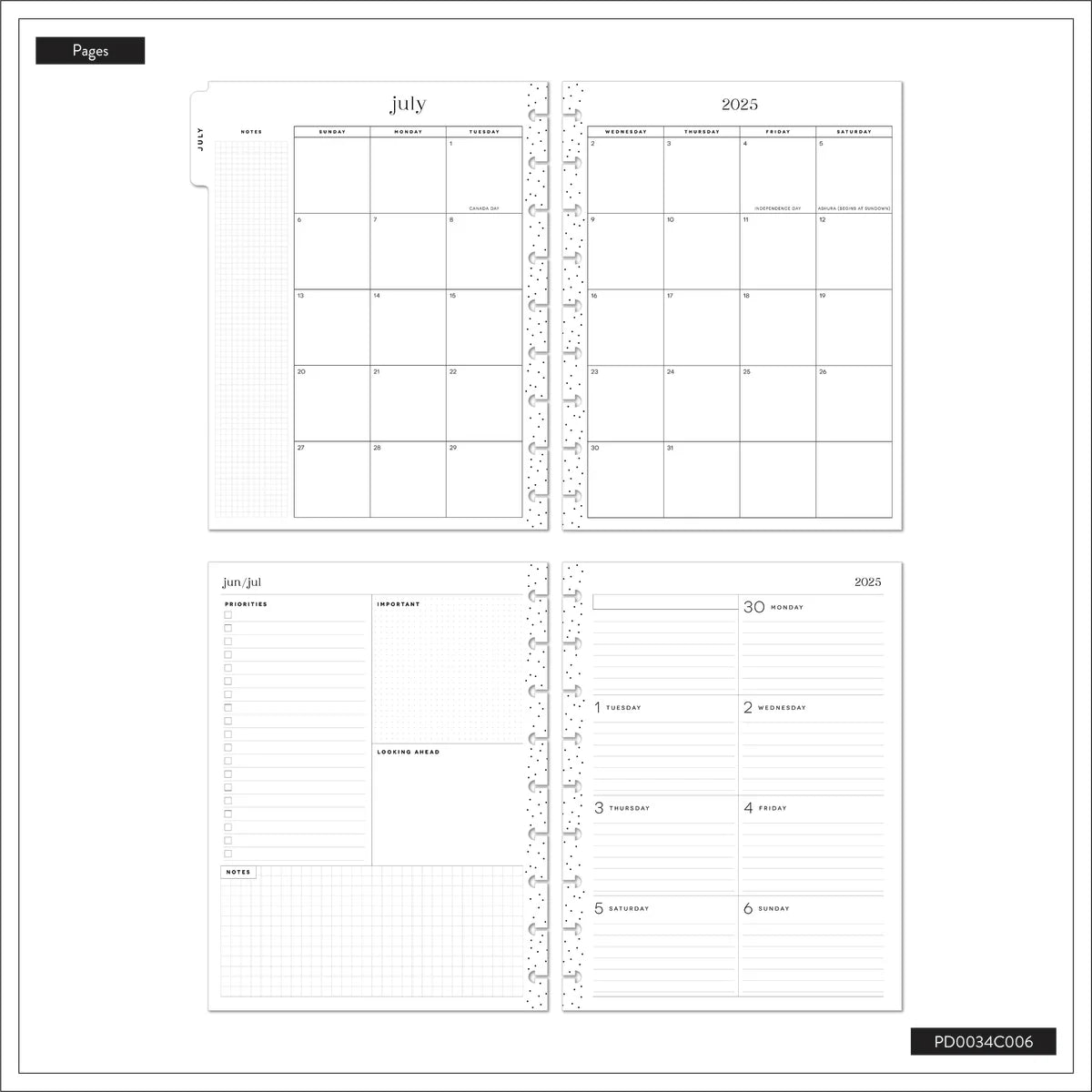 2025-2026 SPECIALTY Mod Sketches Customisable Happy Planner – Classic Dashboard Layout – 12 Months