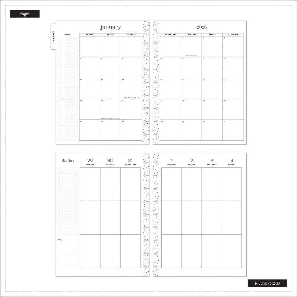 2026 SPECIALTY Florescent Florals Customisable Planner – Classic Vertical Layout – 12 Months