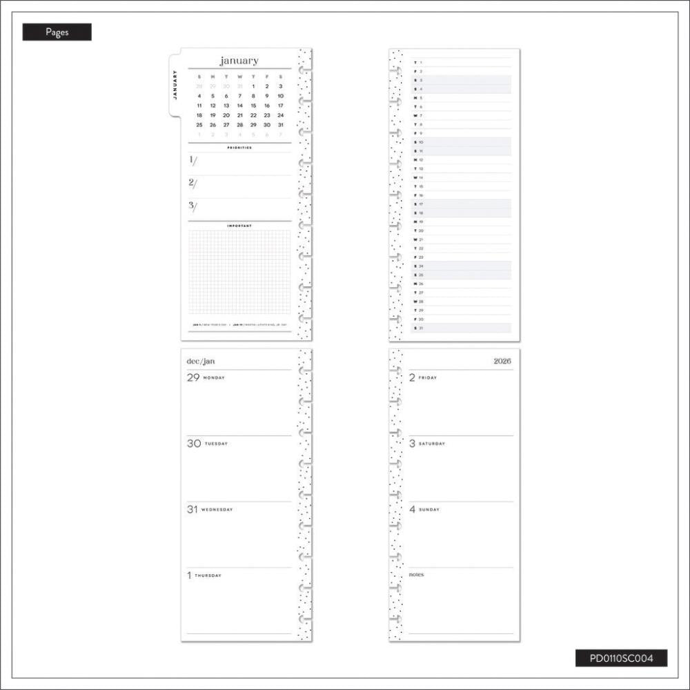 2026 Heritage Charm Customisable Planner – Skinny Classic Horizontal Layout – 12 Months