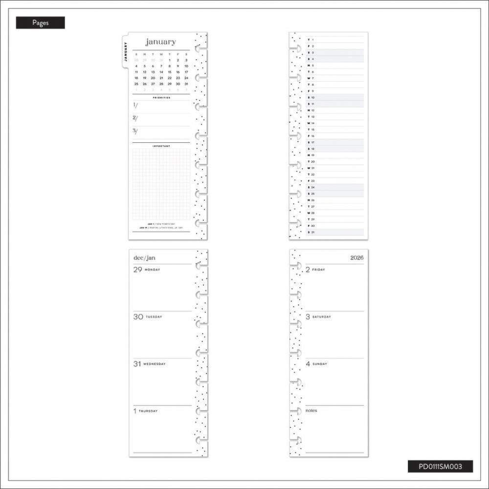 2026 Floral Energy Customisable Planner – Skinny Mini Horizontal Layout – 12 Months