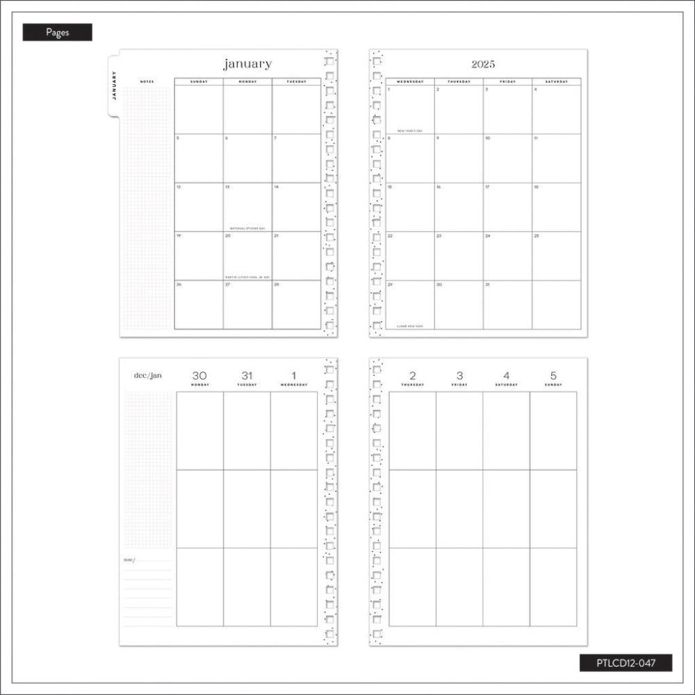 2025 Sunny Oasis Spiral Planner – Classic Vertical Layout – 12 Months