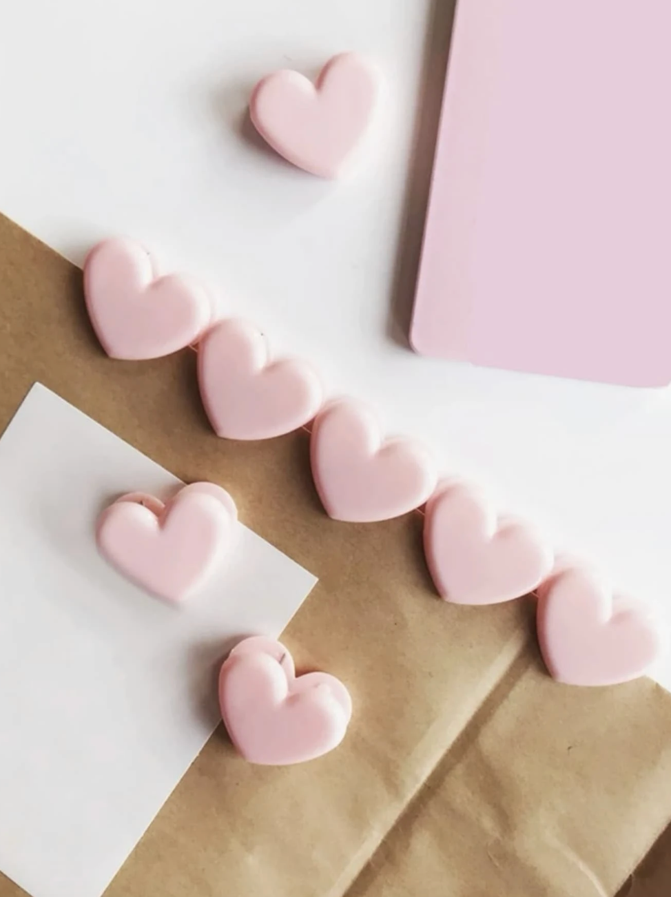 Pink Heart Shaped Card Clips